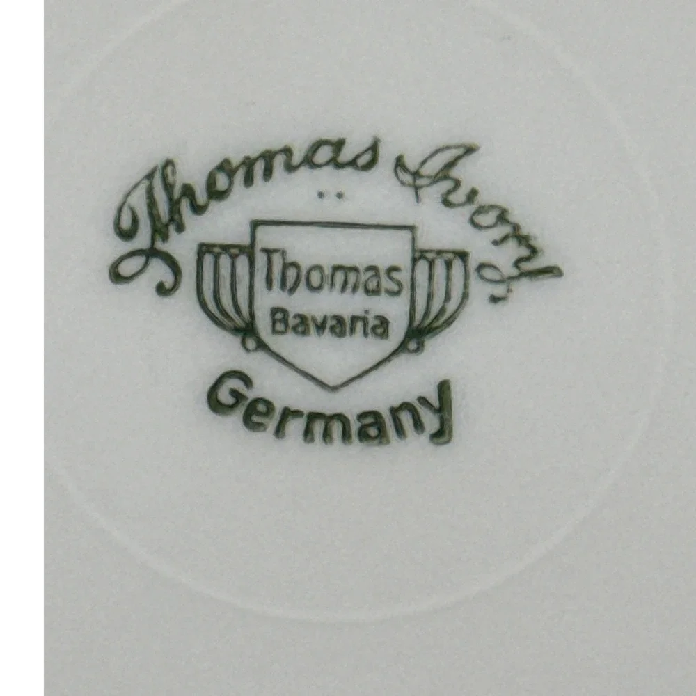 Vintage Thomas Ivory Bavaria Germany Floral Teacup and Saucer Set Gold Trim